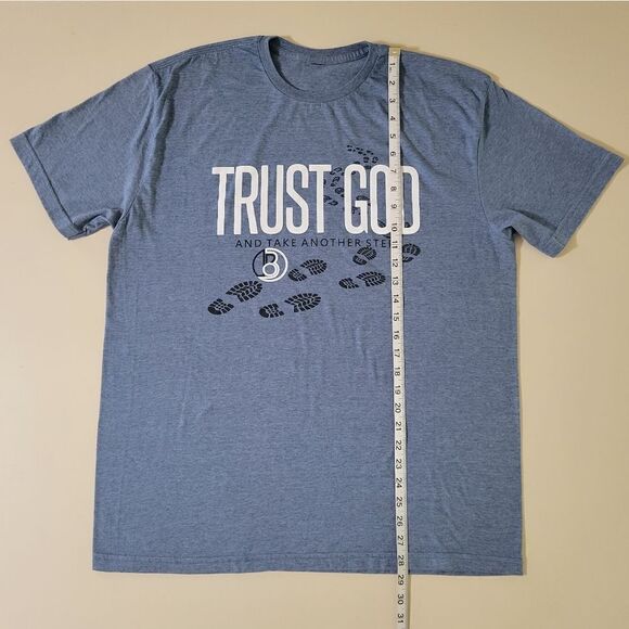Men's Blue Graphic Trust God Short Sleeve Crewneck T-shirt - Picture 3 of 7